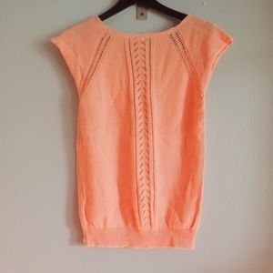 Roxy XL NWOT Peach Capped Sleeve Cutout Sweater T